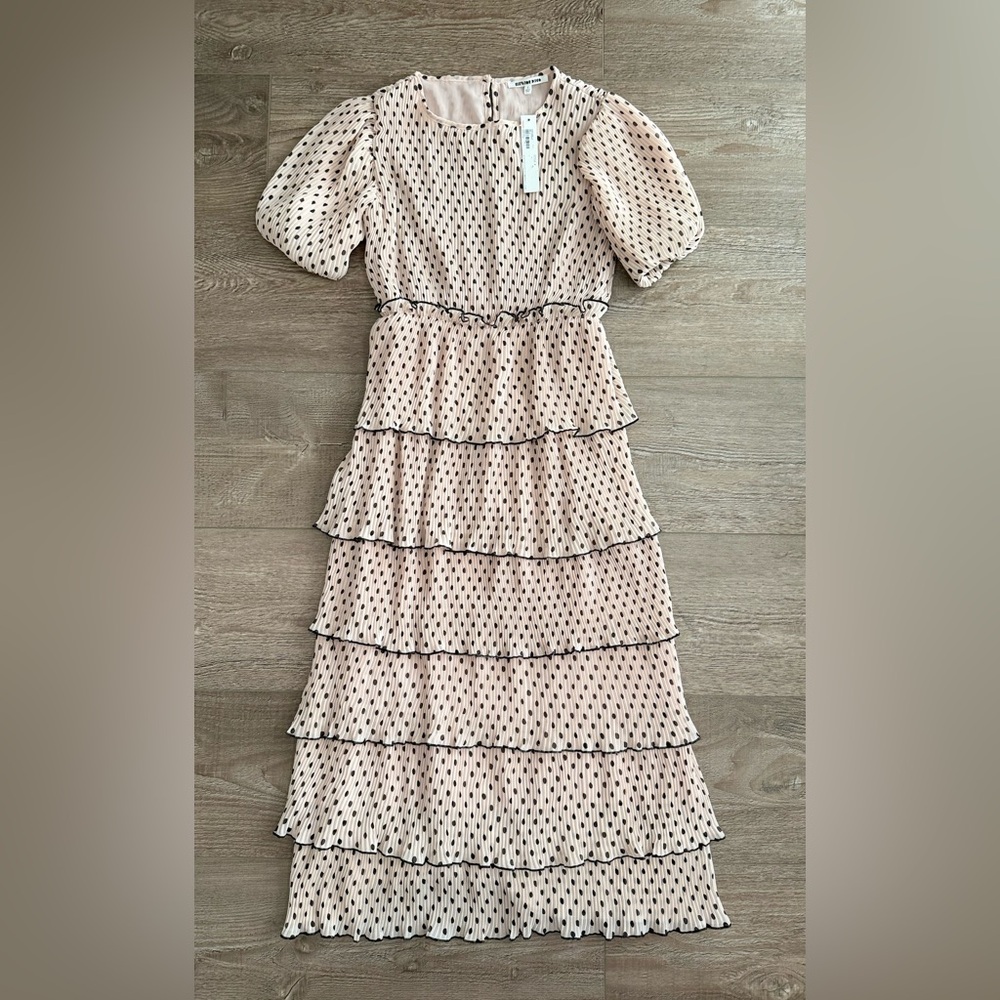 Elevator Disco, Elegant Polka Dot Ruffle Dress NWT